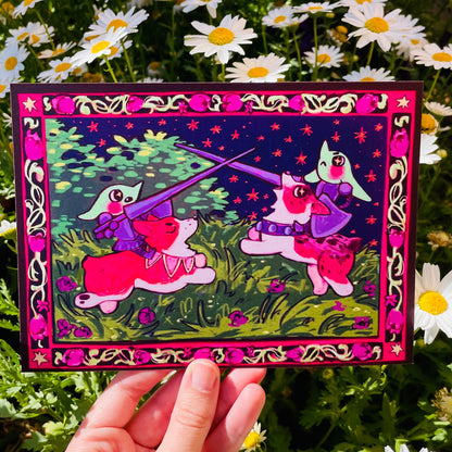Jousting Corgis 5x7" Print