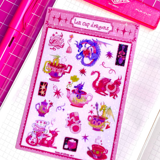 Tea Cup Dragons sticker Sheet