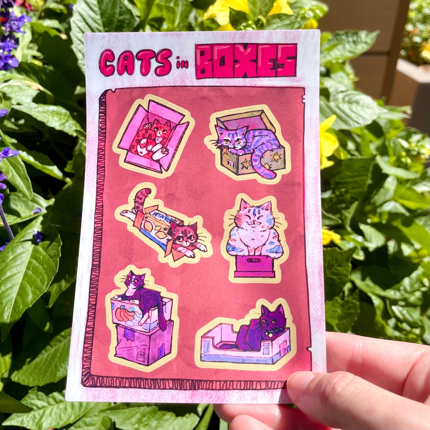 Cats in Boxes Sticker Sheet