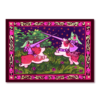 Jousting Corgis 5x7" Print