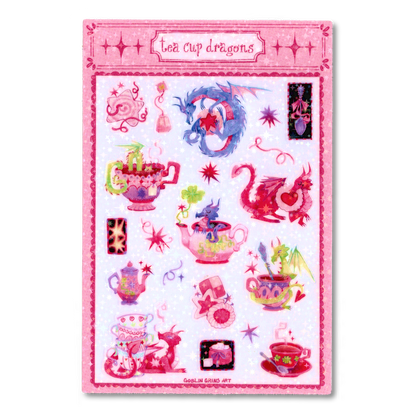 Tea Cup Dragons sticker Sheet
