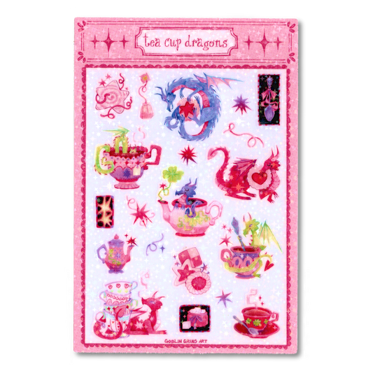 Tea Cup Dragons sticker Sheet